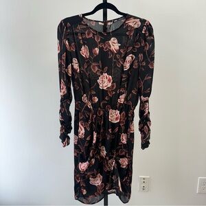 ZARA Floral Long Sleeve Midi Dress – Size S
